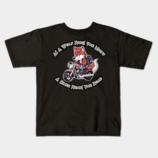 As A Wolf Rides The Night, A Biker Reads The Road - Cute Kids T-Shirt